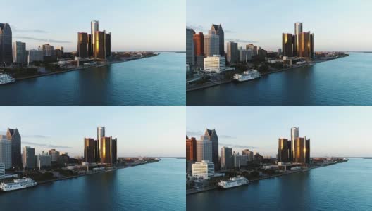 底特律空中城市高清在线视频素材下载