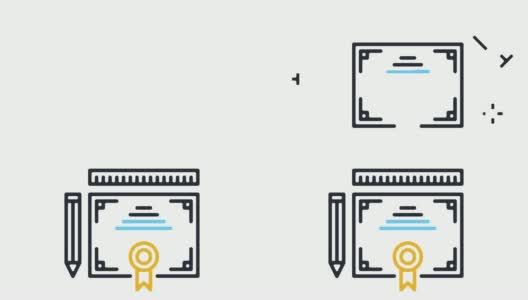 硕士学位线图标动画与阿尔法高清在线视频素材下载