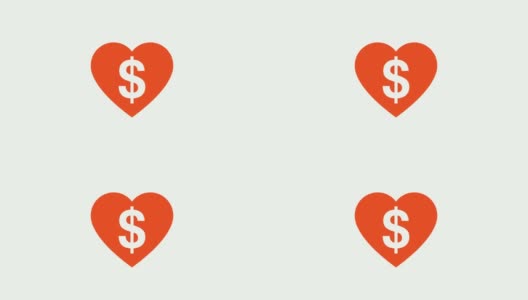 爱的心脏跳动与美元标志插图Cinemagraph风格高清在线视频素材下载