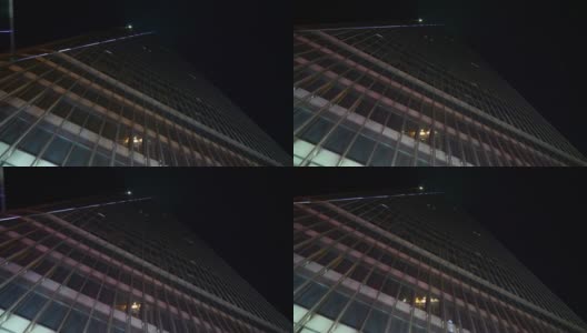 夜晚时分，照亮了深圳摩天大楼，俯瞰4k中国全景高清在线视频素材下载