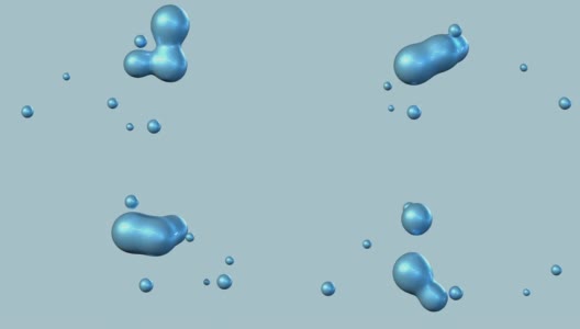 蓝色场景金属抽象气泡球漂浮/悬浮三维渲染运动高清在线视频素材下载