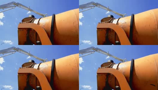 建筑工地高层混凝土泵送工程高清在线视频素材下载