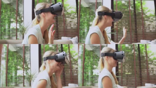 戴着虚拟现实眼镜的女人高清在线视频素材下载