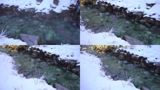 泉水自然温泉，流水雪水高清在线视频素材下载
