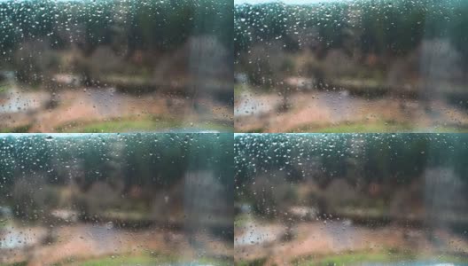 雨滴落在窗户玻璃上高清在线视频素材下载
