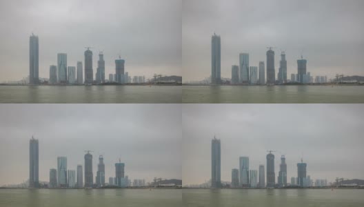 珠海市海湾建设雨天时间间隔4k中国高清在线视频素材下载