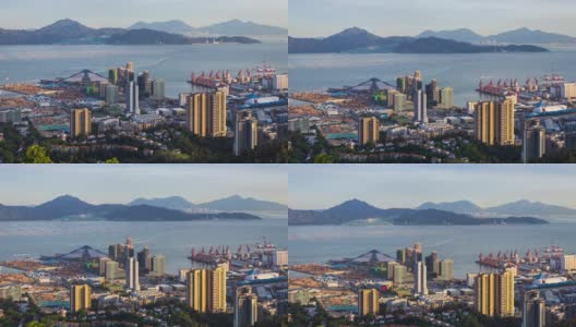 T/L MS HA TU开发建设深圳市邮轮码头和货运码头高清在线视频素材下载