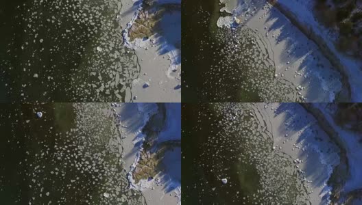 爱沙尼亚雪域海岸的抽象鸟瞰图。高清在线视频素材下载