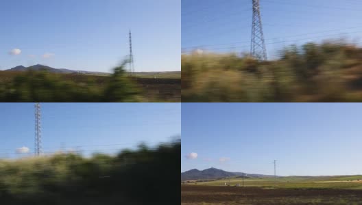 背景拍摄从汽车的景观和移动的植物高清在线视频素材下载