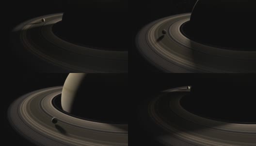 绕土星环运行的卫星或卫星高清在线视频素材下载