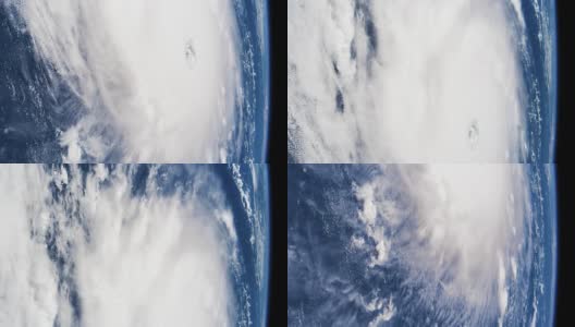从国际空间站上看到的地球。海上的飓风风暴。,卫星视图。这段视频由美国宇航局提供。高清在线视频素材下载
