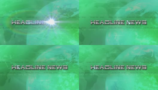 标题新闻Sting的高分辨率缓冲动画。镜头光晕显示文本，与光球旋转-绿色高清在线视频素材下载