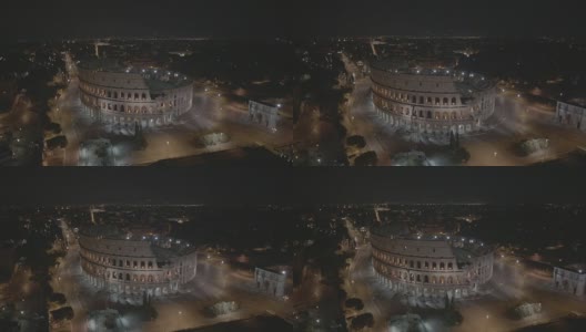 视频空中斗兽场，夜间的意大利罗马高清在线视频素材下载