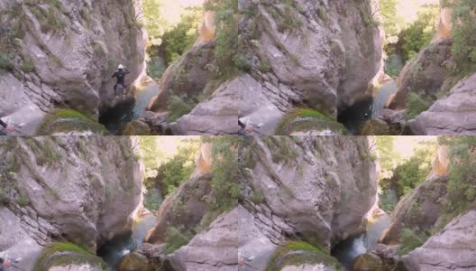从峡谷的极高处跳下高清在线视频素材下载