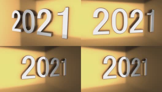 4K 3D金属2021文本动画黄金背景高清在线视频素材下载