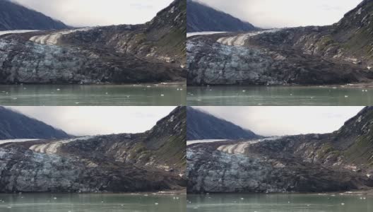 阿拉斯加冰川湾国家公园，被火山灰覆盖的冰川。高清在线视频素材下载