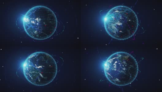 4k地球连接线(近距离)-可循环-国际网络高清在线视频素材下载