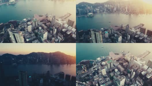 鸟瞰图香港城市天际线高清在线视频素材下载