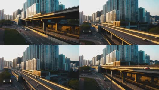 香港城市高速公路的无人机视图高清在线视频素材下载