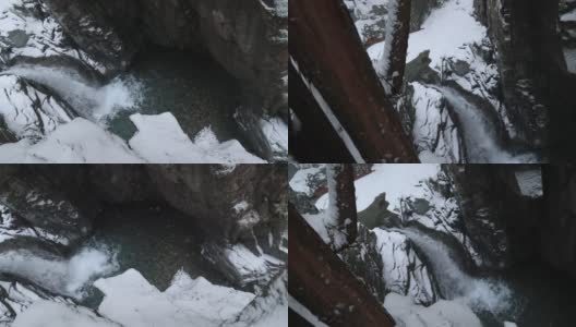 美丽的筑池峡不道瀑布，雪高清在线视频素材下载