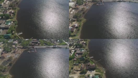 省级城市堤防改造鸟瞰图高清在线视频素材下载