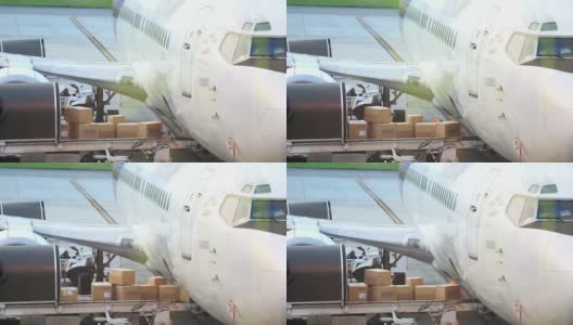 空运货物到飞机的物流背景高清在线视频素材下载
