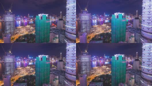 4K-timelapse:香港维多利亚港激光展高清在线视频素材下载