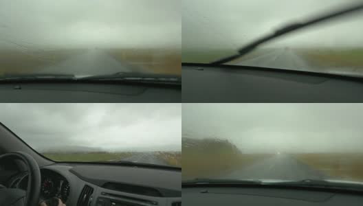 POV在雨中开车高清在线视频素材下载
