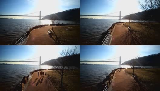 乔治华盛顿大桥的航拍镜头高清在线视频素材下载
