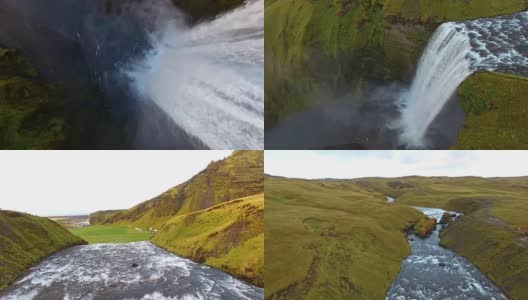 空中Skogafoss瀑布高清在线视频素材下载