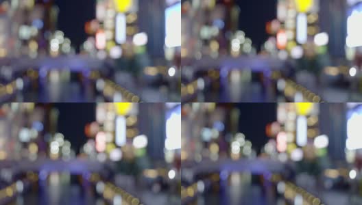 日本大阪道顿堀灯光模糊的背景高清在线视频素材下载