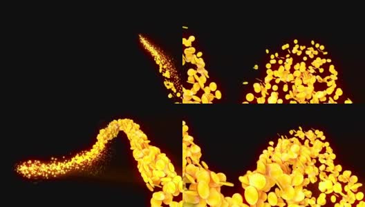 金币粒子，CG动画高清在线视频素材下载