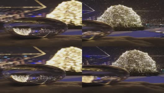 雪花在节日里照亮了卢布尔雅那——前方的水晶球高清在线视频素材下载