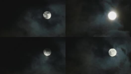 满月和移动的云高清在线视频素材下载