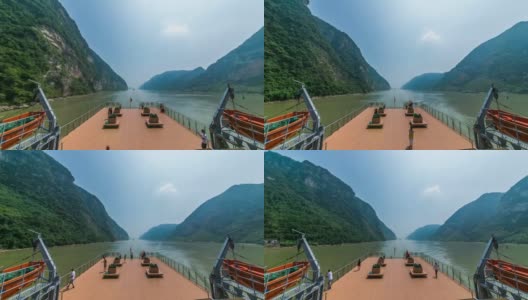 时间流逝在中国长江上的小船上高清在线视频素材下载
