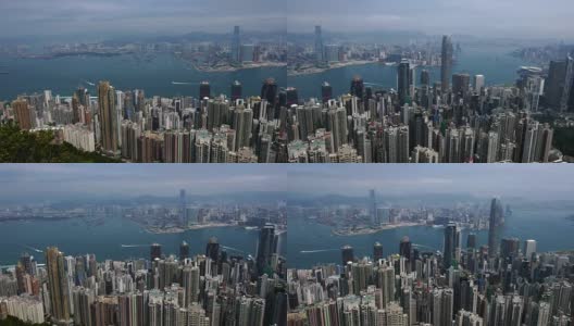 从太平山顶俯瞰香港城市天际线。高清在线视频素材下载