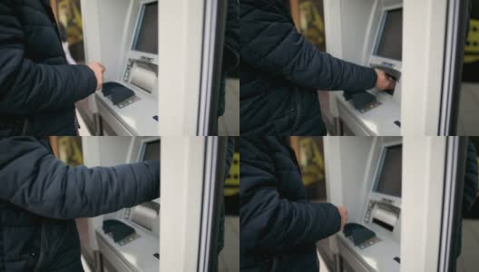 成熟男人使用ATM机高清在线视频素材下载