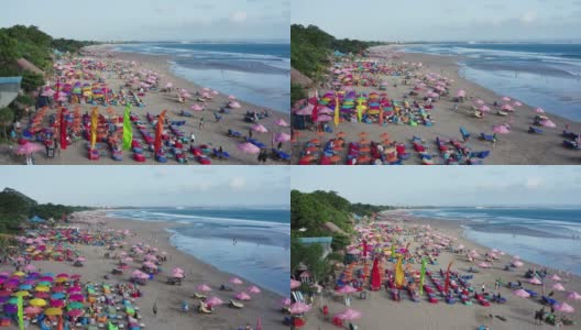 巴厘岛水明漾海滩，有酒吧和餐馆高清在线视频素材下载