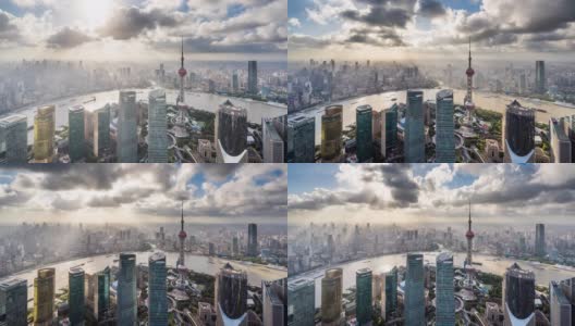 T/L WS HA现代摩天大楼与移动的云/中国上海高清在线视频素材下载