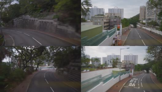 香港市区白天时间著名的太平山顶巴士自驾游pov全景4k高清在线视频素材下载