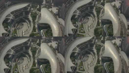晴天雾霾广州市中心著名商场高空俯仰全景4k中国高清在线视频素材下载