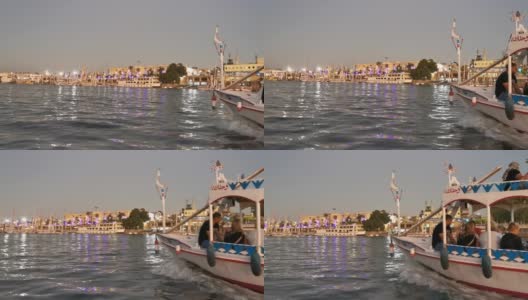 埃及尼罗河上一艘载着游客的传统渡船高清在线视频素材下载