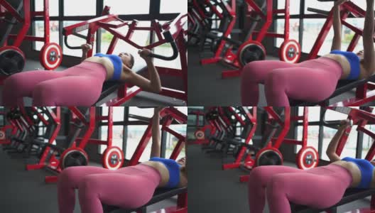 亚洲妇女在健身馆锻炼健康。高清在线视频素材下载