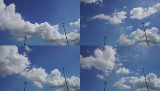 白云在蔚蓝的天空中流逝高清在线视频素材下载