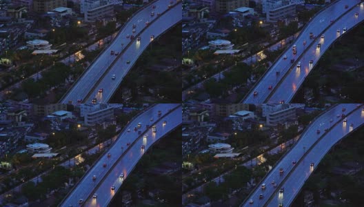 道路和高速公路在曼谷城市黄昏的交通概念，泰国高清在线视频素材下载