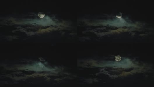 新月和漆黑天空中的云高清在线视频素材下载