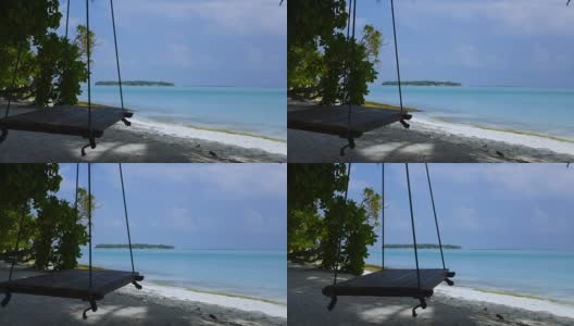 美丽的马尔代夫海滩和秋千。高清在线视频素材下载