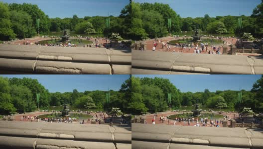 慢镜头拍摄中央公园贝塞斯达喷泉高清在线视频素材下载