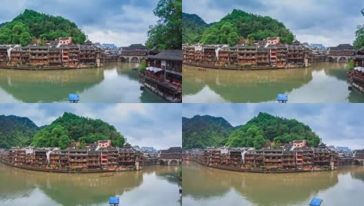 中国湖南省凤凰县美丽的古镇高清在线视频素材下载