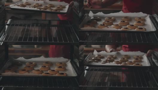 在家庭厨房准备果酱花生酱饼干高清在线视频素材下载